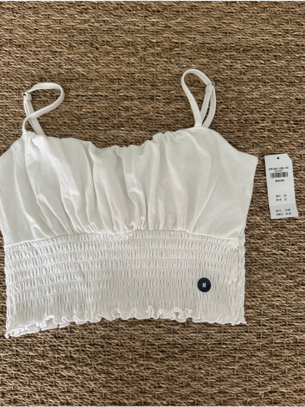 Hollister White Smocked Cropped Tank top